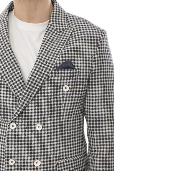 Double Breasted Jacket, Gingham Monochrome by Derman Suits - Picture 6 of 7
